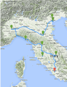 Map of Italy Trip